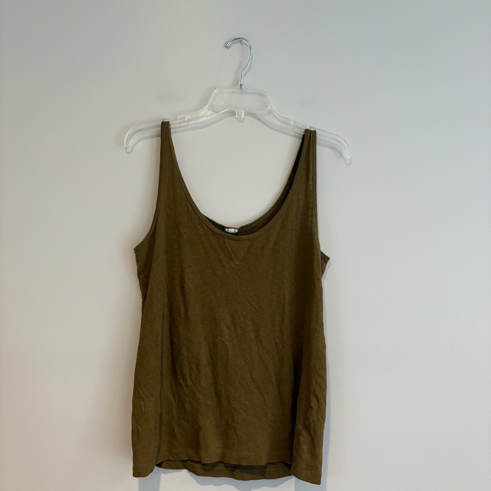J. Crew Olive Green Women's Linen & Cotton Tank Top